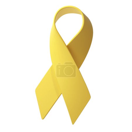 Photo for 3d Yellow ribbon awareness Adenosarcoma, Bladder Bone Cancer, Endometriosis, Sarcoma, Spina Bifida illustration. - Royalty Free Image
