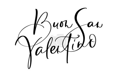 Téléchargez les illustrations : Happy Valentine Day on Italian Buon san Valentino. Black vector calligraphy lettering text. Holiday love quote design for valentine greeting card, phrase poster. - en licence libre de droit