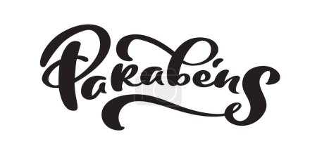 Parabens Portuguese vector handwritten lettering. Translation Congratulations. Parabens lettering template for greeting cards, overlays, posters, wrapping paper.