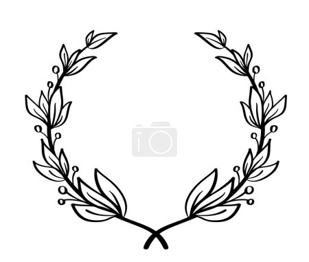Illustration for Black hand drawn laurel wreath frame. depicting an award, achievement, heraldry, logo. Vector illustration. - Royalty Free Image