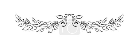 Illustration for Black hand drawn laurel divider illustration for certificate. depicting an award, achievement, heraldry, logo vector. - Royalty Free Image