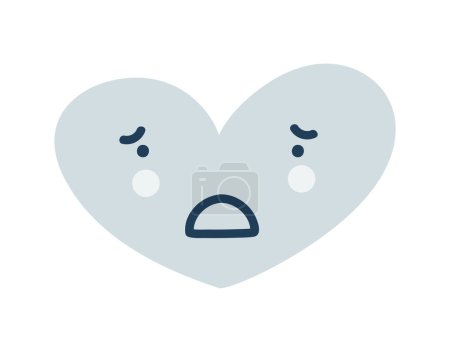 Blaues enttäuschtes Herz-Emoji-Symbol. Objekt Symbol flache Vektorkunst. Cartoon-Element für Webdesign, Poster, Grußkarte.
