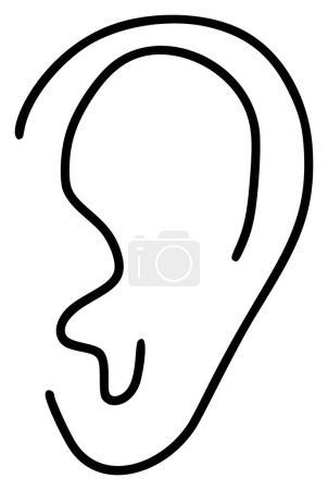 Oído, ícono de línea auditiva, signo de vector de contorno, pictograma de estilo lineal aislado en blanco. Símbolo, ilustración del logotipo.