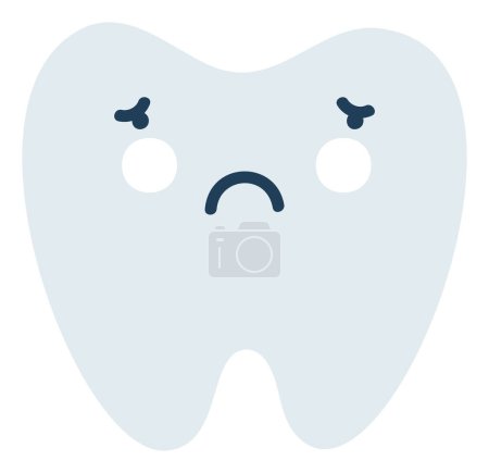 Gray sad tooth Emoji Icon. Cute tooth character. Object Medicine Symbol flat Vector Art. Cartoon element for dental clinic design, poster.