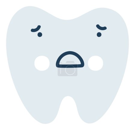 Grau enttäuschte Zahn-Emoji-Ikone. Niedlichen Zahn Charakter. Objekt Medizin Symbol flache Vektorkunst. Cartoon-Element für Zahnklinikdesign, Poster.