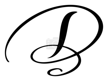Vector calligraphy hand drawn letter D. Script font logo icon. Handwritten brush style.
