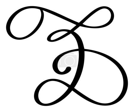 Hand drawn vector calligraphy letter D. Script font logo. Handwritten brush style flourish.