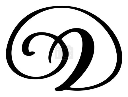Vector calligraphy hand drawn letter D logo. Script font. Handwritten brush style.