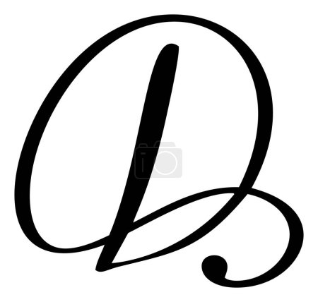 Vector calligraphy hand drawn letter D. Script font logo icon. Handwritten brush style.