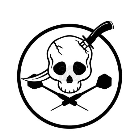 Photo for Black and white skull & darts - Royalty Free Image