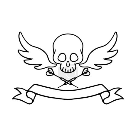 Photo for Black and white wing skull & darts - Royalty Free Image