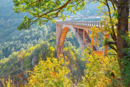 Photo for Arch Bridge Over Mountain Canyon . Durdevica Tara bridge in Montenegro - Royalty Free Image
