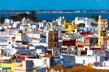 Perspective reveals the scenic beauty of the Cadiz district below, Andalusia Spain 