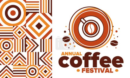 Illustration for Coffee Festival. For coffee lovers. Event for professionals in the coffee industry. Cafes, restaurants and coffee roasters. Trainings for baristas from staff schools. Creative Illustration. Vector - Royalty Free Image