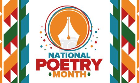 National Poetry Month in April. Poetry Festival in the United States and Canada. Literary events and celebration. Poster, card, banner and background. Vector illustration