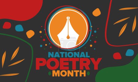Illustration for National Poetry Month in April. Poetry Festival in the United States and Canada. Literary events and celebration. Poster, card, banner and background. Vector illustration - Royalty Free Image