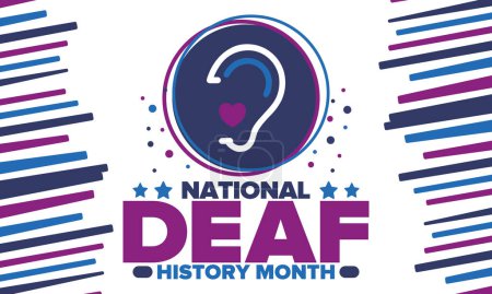 Illustration for National Deaf History Month. Celebrated from March through April in United States. In honour of the achievement of the deaf and hard of hearing. Poster, postcard, banner. Vector illustration - Royalty Free Image