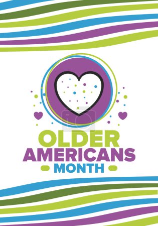 Illustration for Older Americans Month. Celebrated in May in the United States. National Month of observance for Older Americans. Poster, card, banner and background. Vector illustration - Royalty Free Image