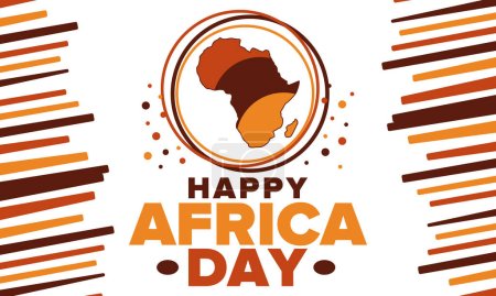 Téléchargez les illustrations : Journée de l'Afrique. Joyeuse Journée africaine de la liberté et de la libération. Célébrez chaque année sur le continent africain et dans le monde entier. Modèle africain. Affiche, carte, bannière et fond. Illustration vectorielle - en licence libre de droit