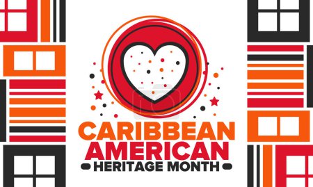 Caribbean American Heritage Month in June. Culture Month to the people of America. Celebrate annual with festival. Happy holiday. Poster, card, banner and background. Vector illustration