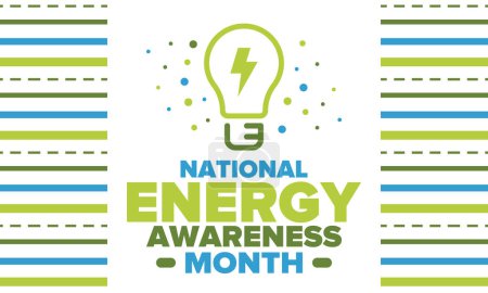 Ilustración de National Energy Awareness Month in October. Optimization and management of energy consumption. The introduction of advanced technology, encourage the use of renewable energy. Energy security. Vector - Imagen libre de derechos