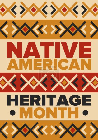 Illustration for Native American Heritage Month in November. American Indian culture. Celebrate annual in United States. Tradition pattern. Poster, card, banner and background. Vector ornament, illustration - Royalty Free Image