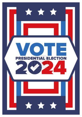 Illustration for Presidential Election 2024 in United States. Vote day, November 5. US Election. Patriotic american element. Poster, card, banner and background. Vector illustration - Royalty Free Image