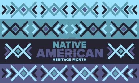 Illustration for Native American Heritage Month in November. American Indian culture. Celebrate annual in United States. Tradition pattern. Poster, card, banner and background. Vector ornament, illustration - Royalty Free Image