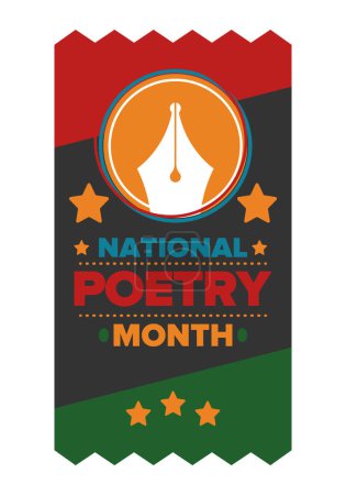 National Poetry Month in April. Poster with handwritten lettering. Poetry Festival in the United States and Canada. Literary events and celebration. Greeting card, invitation, banner or background