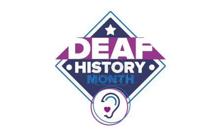 Mois national de l'histoire des sourds. Célébré de mars à avril aux États-Unis. En l'honneur des personnes sourdes et malentendantes. Affiche, carte postale, bannière. Illustration vectorielle