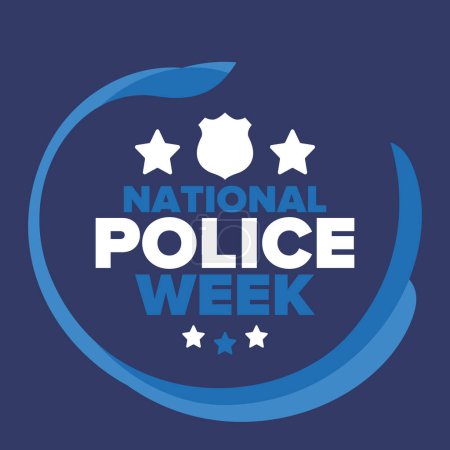 Illustration for National Police Week in May. Celebrated annual in United States. In honor of the police hero. Police badge and patriotic elements. Officers Memorial Day. Poster, card, banner. Vector illustration - Royalty Free Image