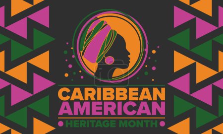 Illustration for Caribbean American Heritage Month in June. Culture Month to the people of America. Celebrate annual with festival. Happy holiday. Poster, card, banner and background. Vector illustration - Royalty Free Image