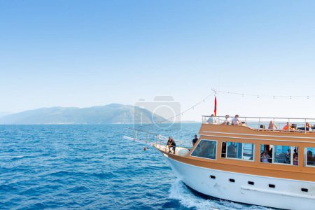 Photo for Vlora, Albania, July 2023. Steamboat for walks in the Adriatic Sea - Royalty Free Image