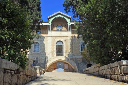 Photo for JERUSALEM - NOV 13 2022:Hansen House in Jerusalem, Israel. An historic leprosy asylum built by architect Conrad Schick in 1887, now home to art shows, concerts & a cafe. - Royalty Free Image
