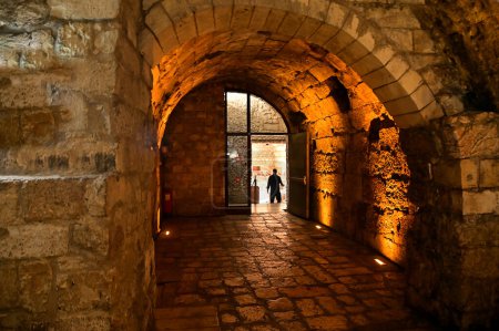 Photo for JERUSALEM - NOV 15 2022:The Western Wall Tunnels. The tunnel is connected to several adjacent excavated underground spaces nder buildings of the Muslim Quarter of the Old City of Jerusalem. - Royalty Free Image