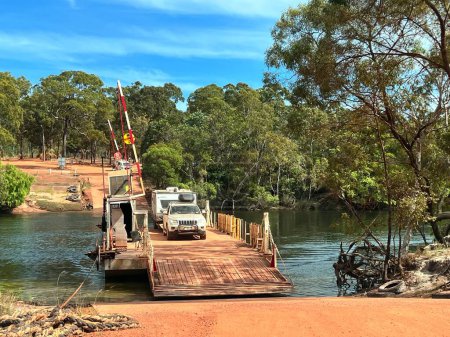 Photo for SEISIA, QLD - JUNE 18 2023:Jardine River Ferry cross the Jardine River by cable ferry in Cape York Queensland, connect mainland Australia to the northernmost Tip of Australia. - Royalty Free Image