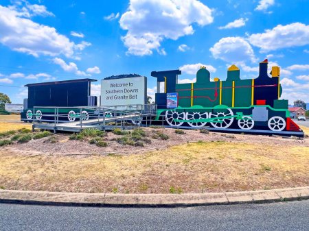 Photo for WALLANGARRA, QLD - OCT 30 2023:Replica of C17 971 - SDSR Steam Train in Wallangarra Queensland, Australia.The Queensland Railways C17 class steam locomotive operated by the Queensland Railways. - Royalty Free Image