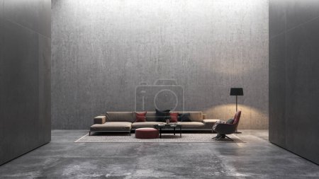Photo for Illustration 3D rendering large luxury modern bright interiors Living room mockup computer digitally generated image - Royalty Free Image