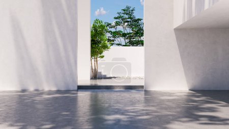 Foto de Amplios interiores luminosos modernos de lujo Salón ilustración de banner de maqueta Imagen generada digitalmente por computadora de renderizado 3D - Imagen libre de derechos