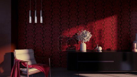 Téléchargez les photos : Grand luxe moderne lumineux intérieurs Salon maquette illustration rendu 3D ordinateur image générée numériquement - en image libre de droit