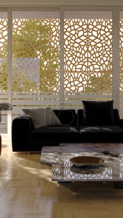 Téléchargez les photos : Grand luxe moderne lumineux intérieurs verticaux Salon maquette illustration image rendu 3D - en image libre de droit