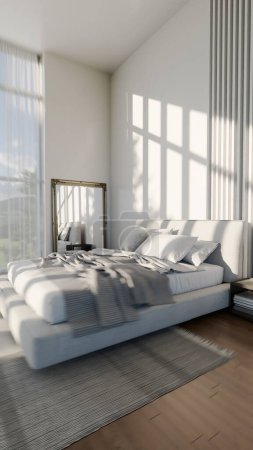 Téléchargez les photos : Grand luxe moderne lumineux intérieurs verticaux Salon maquette illustration image rendu 3D - en image libre de droit