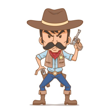 Ilustración de Personaje de dibujos animados de Cowboy. - Imagen libre de derechos