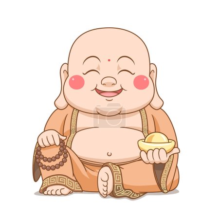 Caractère de bande dessinée de Bouddha heureux.