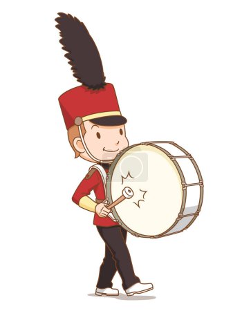 Ilustración de Cartoon character of marching band bass drum player. - Imagen libre de derechos