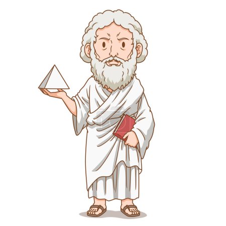 Ilustración de Personaje de dibujos animados de Pitágoras, antiguo filósofo griego. - Imagen libre de derechos