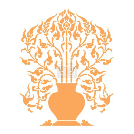 Téléchargez les illustrations : Ancien motif d'art thaïlandais en forme de pot Puranakata. symbole de prospérité. - en licence libre de droit