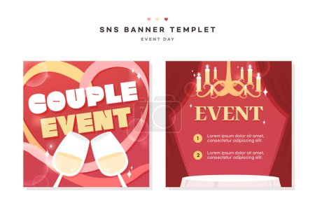 Ilustración de Couple Family Event Day SNS Banner Set - Imagen libre de derechos