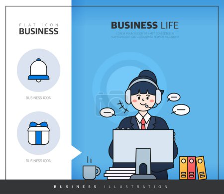 Téléchargez les illustrations : Easy-to-write business situation illustration design - en licence libre de droit