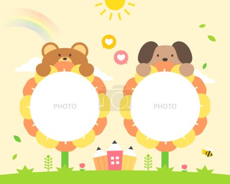 Cute daycare center photo tag illustration 